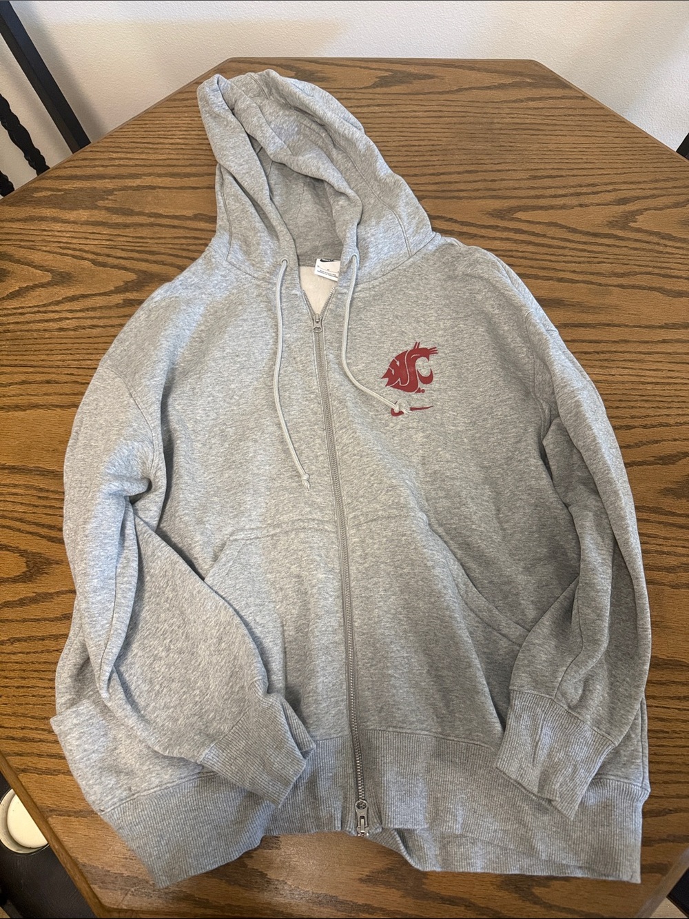 Nike Gray Full-Zip Hoodie with Black Logo